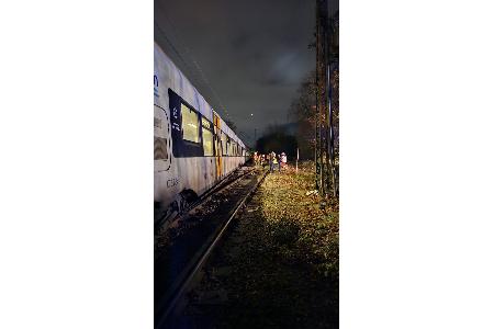 Betroffener Zug auf freier Bahnstrecke