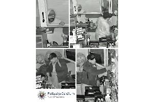 Fotocollage der beiden unbekannten Kiosk-Einbrecher: Polizei bittet um Hinweise