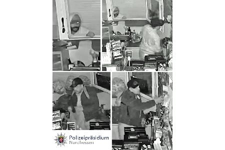 Fotocollage der beiden unbekannten Kiosk-Einbrecher: Polizei bittet um Hinweise