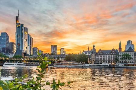 Mainufer, Stadt, Sonnenuntergang, Sachsenhausen