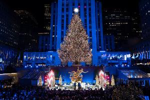 Der aktuelle Weihnachtsbaum am Rockefeller Center in Manhattan: Mehr als 20 Meter hoch und geschmückt mit über 50.000 LEDs markiert er den Beginn der Weihnachtszeit in New York.