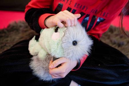 Mathilda beschäftigt sich im Zentrum für Kunst und Medien Karlsruhe im elektronischen Streichelzoo mit einem Roboter, der nicht nur aussieht wie ein Meerschweinchen, sondern auch kuschelig ist, schnurren und auf Berührung reagieren kann. 