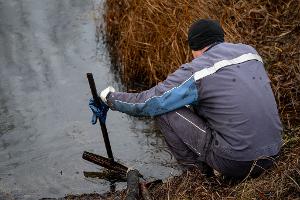 Aufräumen nach dem Unglück: Arbeiter bei Gramzow. 