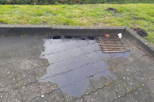 Betroffener Gully mit Verschmutzung