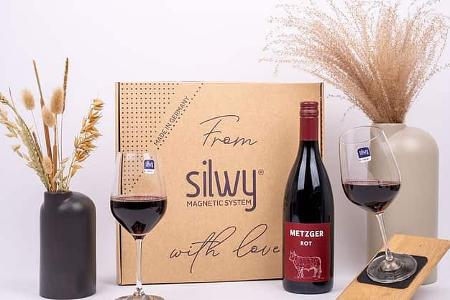 silwy Geschenkbox magnetische Weingläser