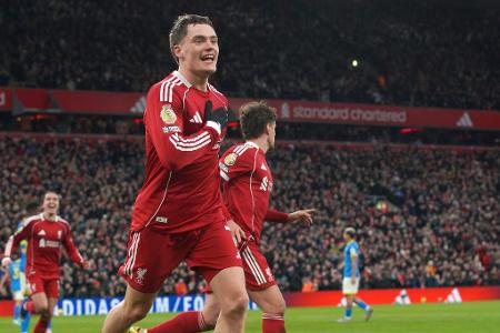 Endlich! Das erste Tor bei Liverpool für Florian Wirtz.