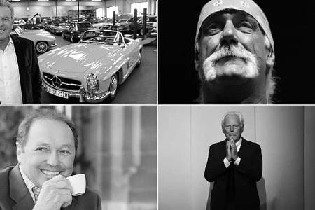 Diese Stars aus dem Automobil-, Design- und Showbusiness sind 2025 gestorben: Klaus Kienle, Hulk Hogan, Jochen Mass und Giorgio Armani.
