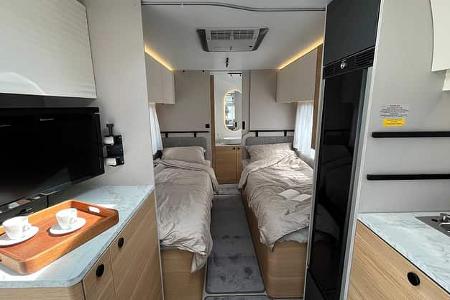 Wohnwagen, Innen, Küche, Betten