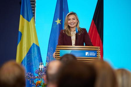 Ebba Busch, stellvertretende Ministerpräsidentin von Schweden, findet für manche X-Nutzer deutliche Worte. (Archivbild) 