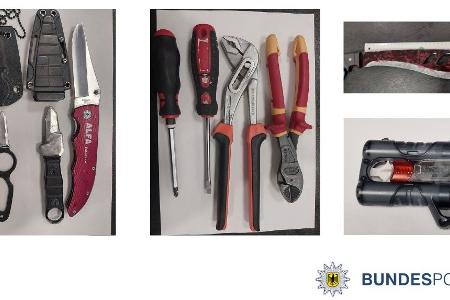 BPOLI Köln: exemplarisch festgestellte gefährliche Gegenstände beim Schwerpunkteinsatz gegen Gewaltkriminalität vom 09. Januar bis 11. Januar 2026