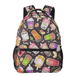 通用 Bubble Tea Print Großer Rucksack für Kinder Jungen Mädchen Schule Personalisierte Reiseschultasche mit mehreren Taschen von 通用