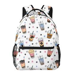 通用 Bubble Tea Stars Print Großer Rucksack für Kinder Jungen Mädchen Schule Personalisierte Reiseschultasche mit mehreren Taschen von 通用