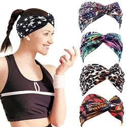 Damen Stirnband,5 Stück Knotted Haarbänder Elastische Weiche Haarreifen für Frauen Mädchen Make-up Workout Yoga Laufen von 通用