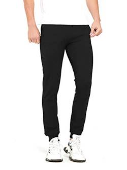 通用 Extra Lang Herren Jogginghose Slim Fit Sporthose Hose mit Reissverschluss Taschen (Black/34inseam(86.5cm), M) von 通用