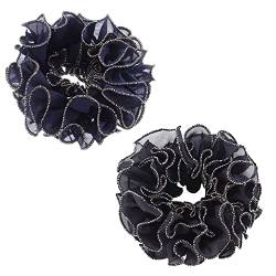 Haargummis Blumen Elastisches Haarband Gummibänder Haargummi Srunchies Pferdeschwanz-Halter Haar Seile für Frauen Mädchen Haarschmuck (Schwarz+dunkelblau) von 通用