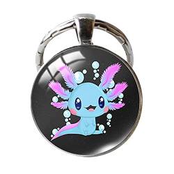 Niedlicher Axolotl-Tier-Schlüsselanhänger mit Glaskunst, Foto, Party, Schmuck, Geschenke von 通用
