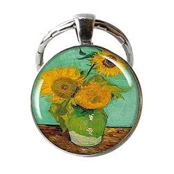 Van Gogh Sonnenblume Vincent Van Gogh Art Schlüsselanhänger Vintage Glaskunst Foto Schmuck von 通用