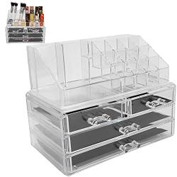 Make-up Display Box, modische transparente Make-up Schubladenhalter sicher mit 3 Schubladen für Lippenstift Box für Frauen für Ewelry Haarnadelhalter für Mädchen von 01