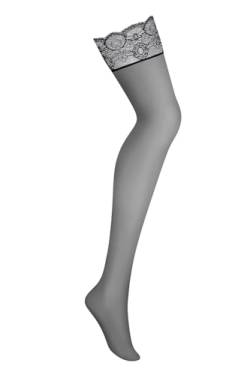 0bsessive Damen Dessous Straps-Stümpfe Stockings schwarz aus transparentem feinem Netzmaterial und Spitze L/XL von 0bsessive