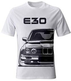 E30 M3 Motorsport T-Shirt - - Tuning Drift Old School (L, Weiß) von 1/4 Mile Clothing