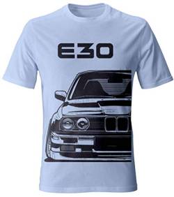 E30 M3 Street Style Herren T-Shirt (S, Lichtblau) von 1/4 Mile Clothing