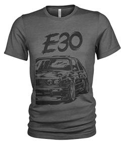 E30 M3 Dirty Style Herren T-Shirt (L, Dunklegrau) von 1/4 Mile