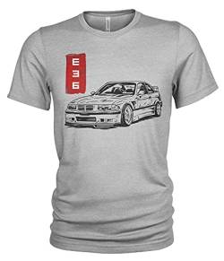 E36 M3 Japanese Ken Ishii Herren T-Shirt (XL, Grau Meliert) von 1/4 Mile