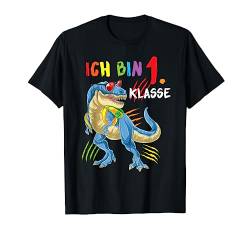 Ich Bin 1. Klasse Dino T-Rex Jungen Dinosaurier Einschulung T-Shirt von 1 Klasse Einschulungs T-Shirt Shop