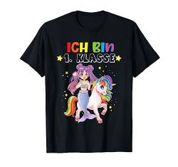Ich Bin 1. Klasse Einhorn Meerjungfrau Mädchen Einschulung T-Shirt von 1 Klasse Einschulungs T-Shirt Shop