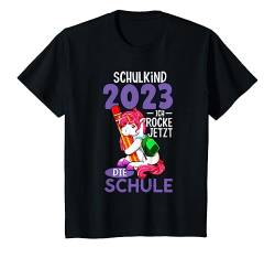 Kinder Schulkind 2023 Ich Rocke Jetzt Die Schule Mädchen Einhorn T-Shirt von 1 Klasse Einschulungs T-Shirt Shop