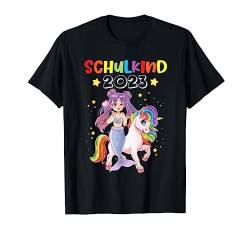 Schulkind 2023 Einhorn Meerjungfrau Mädchen Einschulung T-Shirt von 1 Klasse Einschulungs T-Shirt Shop