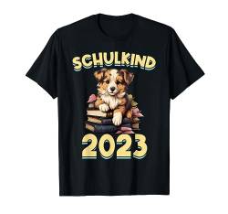 Schulkind 2023 Hunde Mädchen Lesen Einschulung Bücherwurm T-Shirt von 1 Klasse Einschulungs T-Shirt Shop