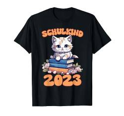 Schulkind 2023 Katzen Mädchen Lesen Einschulung Bücherwurm T-Shirt von 1 Klasse Einschulungs T-Shirt Shop