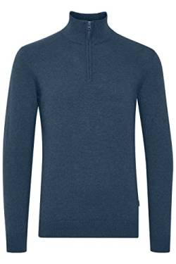 11 Project Melville Herren Strickpullover Troyer Feinstrick Pullover mit Troyerkragen aus 100% Baumwolle, Größe:L, Farbe:Ensign Blue Melange (1940261) von 11 Project