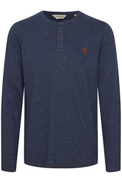 11 Project PRBonso Herren Longsleeve Langarmshirt Shirt mit Grandad-Ausschnitt aus 100% Baumwolle, Größe:M, Farbe:Dress Blues Melange (1940241) von 11 Project