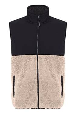 11 Project PRPietto Teddy Vest Herren Weste Fleece Outdoor Weste Teddyweste mit abgesetzten Brustbereich Stehkragen gefüttert Regular fit, Größe:2XL, Farbe:Oatmeal (130401) von 11 Project