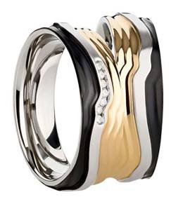 123traumringe 2x Trauringe/Eheringe Edelstahl massiv in Juwelier-Qualität (Zirkonia/Gravur/Ringmaßband/Etui) von 123traumringe