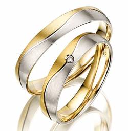 123traumringe 2x Trauringe/Eheringe Gelbgold/Weißgold 333 in Juwelier-Qualität (Brillant/Diamant/Gravur/Ringmaßband/Etui) von 123traumringe