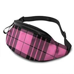 Brusttasche Schwarzer Und Rosa Tartan, Taillentasche Multifunktionale Schultertaschen Stylisch Bauchtasche Für Sport Hundetraining Reisen 14X35Cm von 177