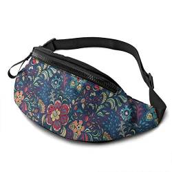 Gurttasche Retro-Blumenmuster, Hüfttaschen Große Kapazität Damen Bauchtasche Mit Reißverschluss Handytasche Tasche Für Joggen Hundetraining Radfahren 14X35Cm von 177