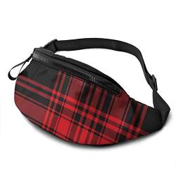 Gurttasche Schwarz-Roter Tartan, Umhängetaschen Große Kapazität Brusttasche Multifunktionale Hüfttaschen Für Camping Reisen Outdoor 14X35Cm von 177