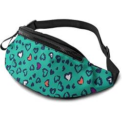 Hüfttaschen Leopardenherzmuster, Waist Fanny Pack Multifunktionale Hüfttasche Mode Handytasche Tasche Für Damen Spazieren Outdoor 14X35Cm von 177