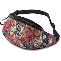 Hüfttaschen Schnauzer-Hundeblumen, Sport Hüfttasche Multifunktionale Hüfttasche Atmungsaktiv Brusttasche Für Laufen Reisen Joggen 14X35Cm von 177