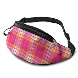 Lauftasche Rosa Und Orangefarbenes Tartan-Plaid, Gürteltasche Stylisch Waist Fanny Pack Mode Sporttasche Für Geschenke Outdoor Laufen 14X35Cm von 177