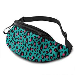 Waist Fanny Pack Buntes Leopardenmuster, Damen Bauchtasche Große Kapazität Lauftasche Mode Sport Hüfttasche Für Wandern Camping Radfahren 14X35Cm von 177