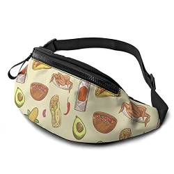 Waist Fanny Pack Mexikanische Nahrung, Brusttasche Verstellbarer Damen Brustbeutel Mit Reißverschluss Sport Gürteltasche Für Wandern Geschenke Joggen 14X35Cm von 177