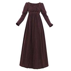 1791's lady Regency Dress Jane Austen Vintage Kleid Hohe Taille Teekleid, Braun, XX-Large von 1791's lady
