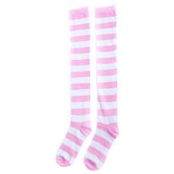 18MM Überknie Overknee Lang Socken Strümpfe Kniestrümpfe Stockings (Weiß/Rosa) von 18MM