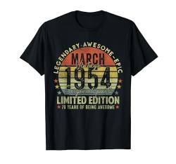 Legend Since March 1954 Vintage 70th Birthday Made in 1954 T-Shirt von 1954 70th Birthday Decorations 70 Years Old Mens