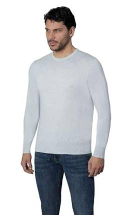 1st American Herren Rundhals Pullover aus Kaschmir und Seide Langarm - Winterpullover Feinheit 14 Größen M bis XXXL, Natürliches Hellblau, XXXL von 1st American